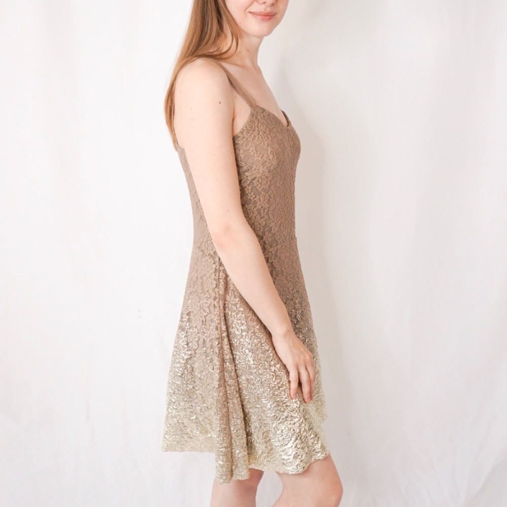 FREE PEOPLE Champagne Lace Shift Mini Dress NWT - Picture 3 of 8